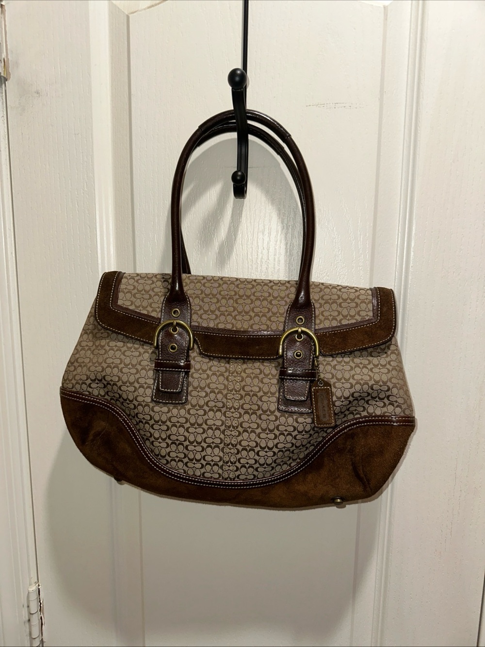 VTG Y2K Coach Purse 7080 Hampton Brown Tan Soho Handbag Signature
Leather Buckle
